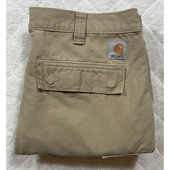 Carhartt Mens Rugged Relaxed Fit Canvas Cargo Shorts 34 Beige Outdoor Hiking 513 - Picture 8 of 9